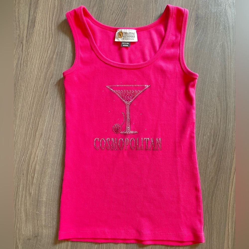 Hot pink bedazzled cosmopolitan cherry tank